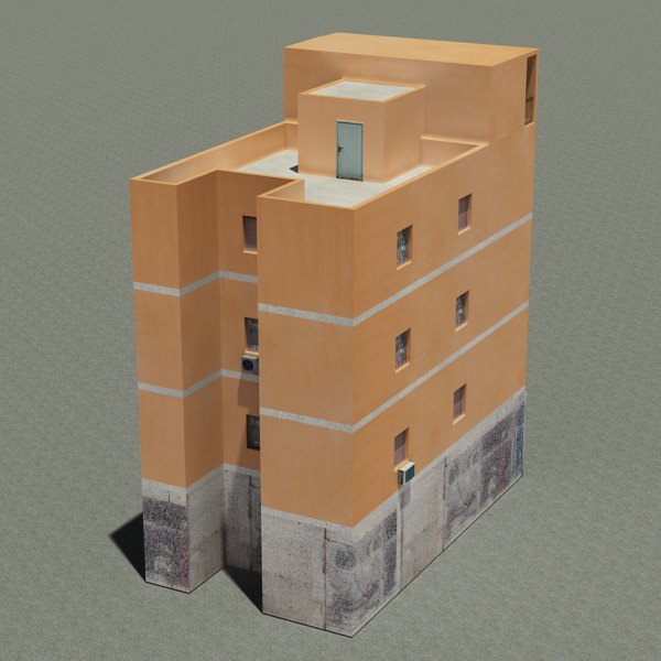 Building with balconies and balconies Low-poly 3D model_2