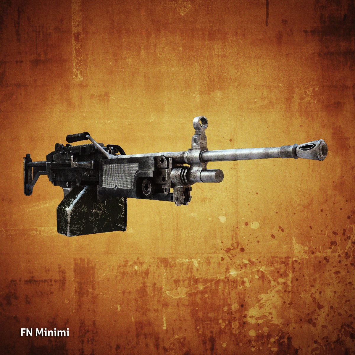 Low poly light machine guns collection Low-poly 3D model_2