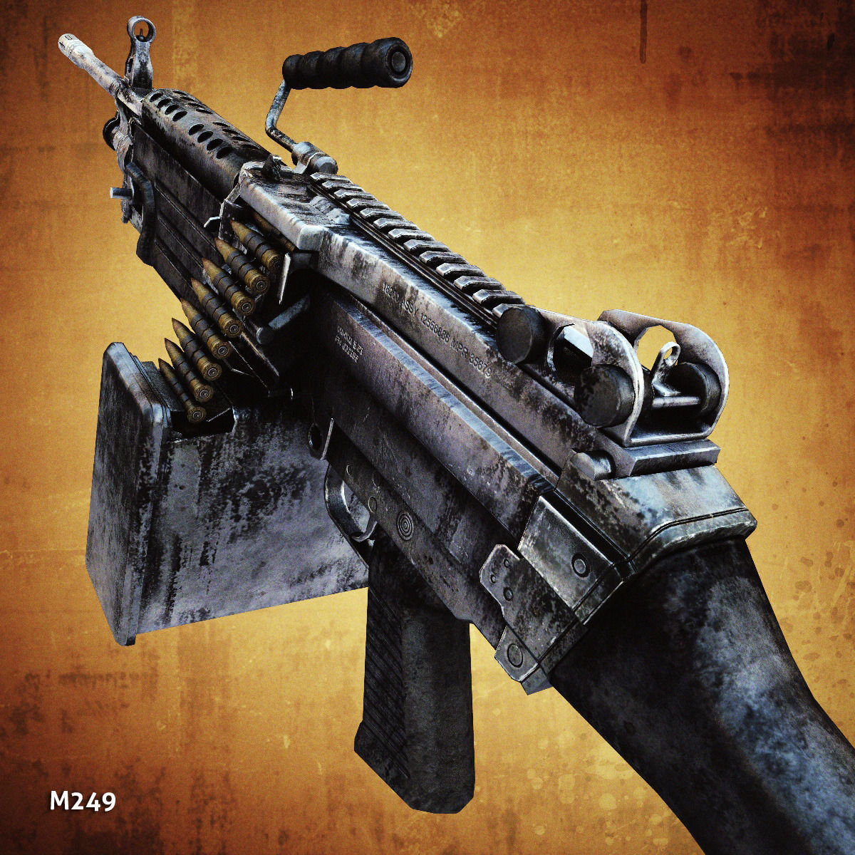 Low poly light machine guns collection Low-poly 3D model_13