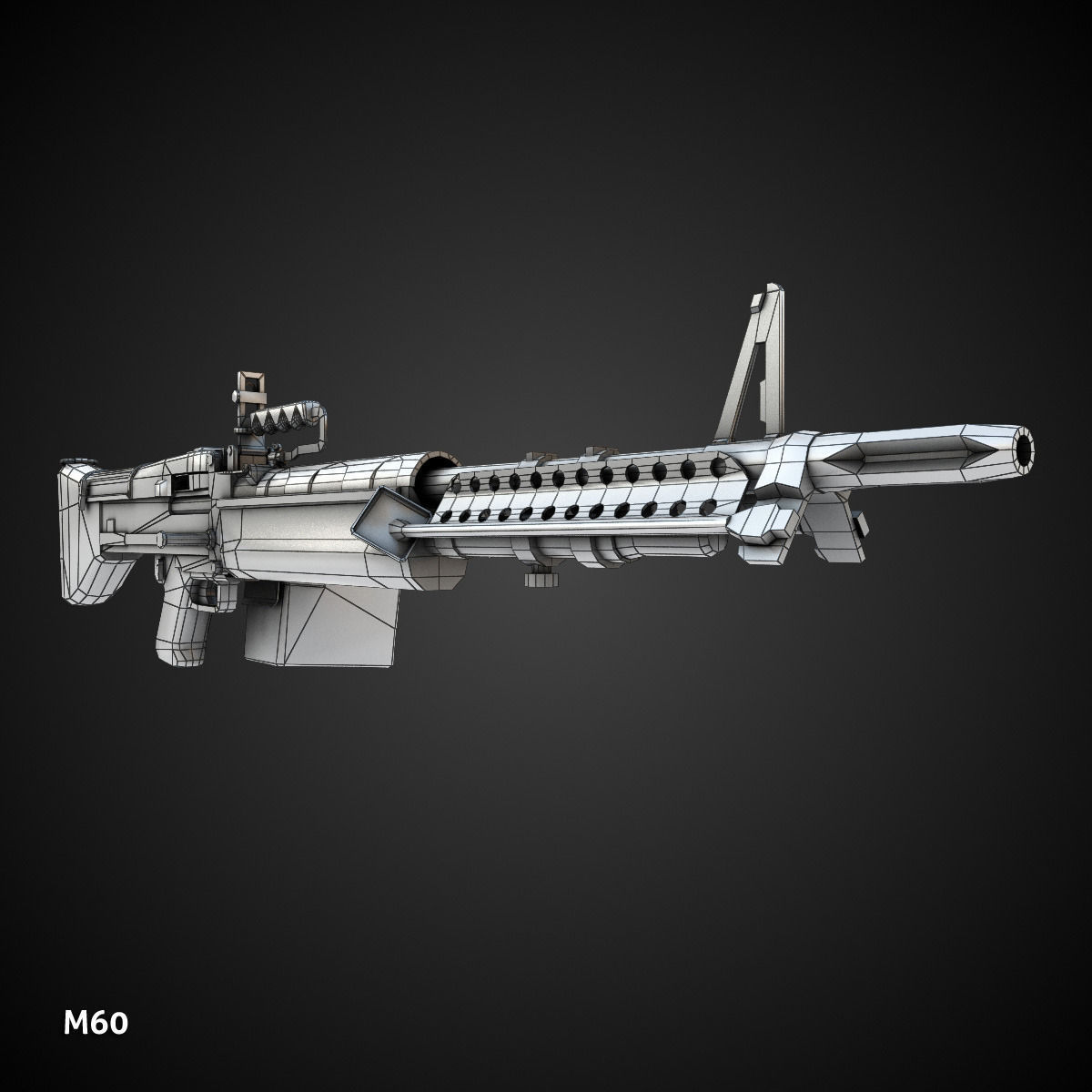 Low poly light machine guns collection Low-poly 3D model_11