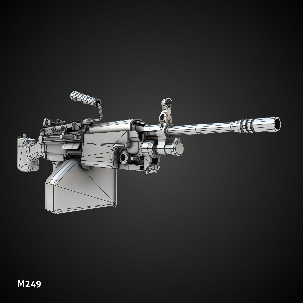 Low poly light machine guns collection Low-poly 3D model_5