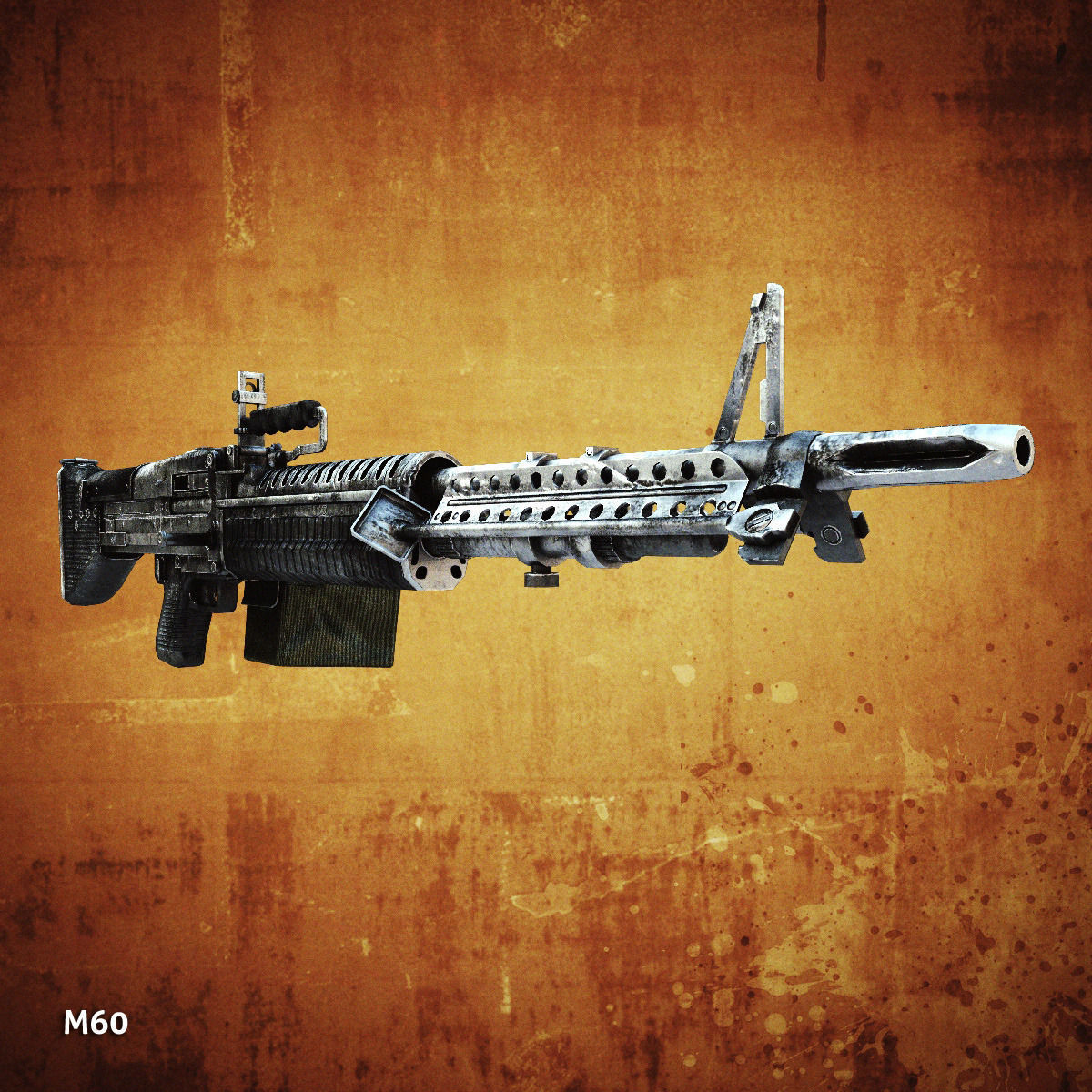 Low poly light machine guns collection Low-poly 3D model_14