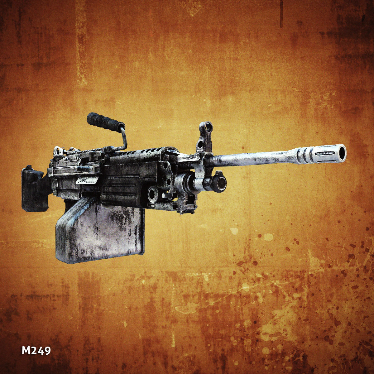 Low poly light machine guns collection Low-poly 3D model_10