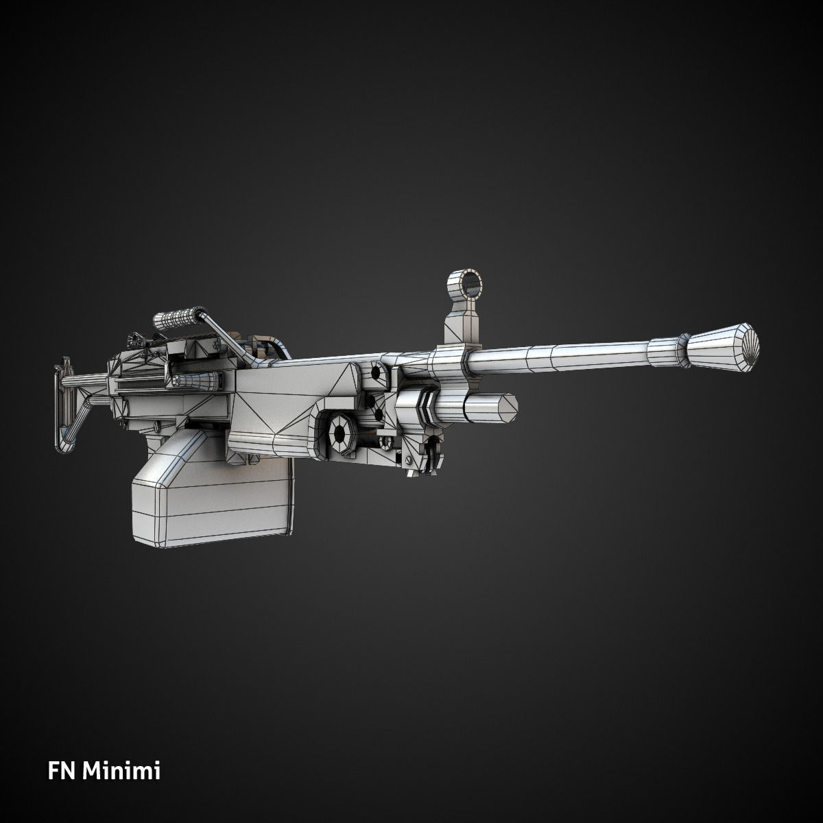 Low poly light machine guns collection Low-poly 3D model_1