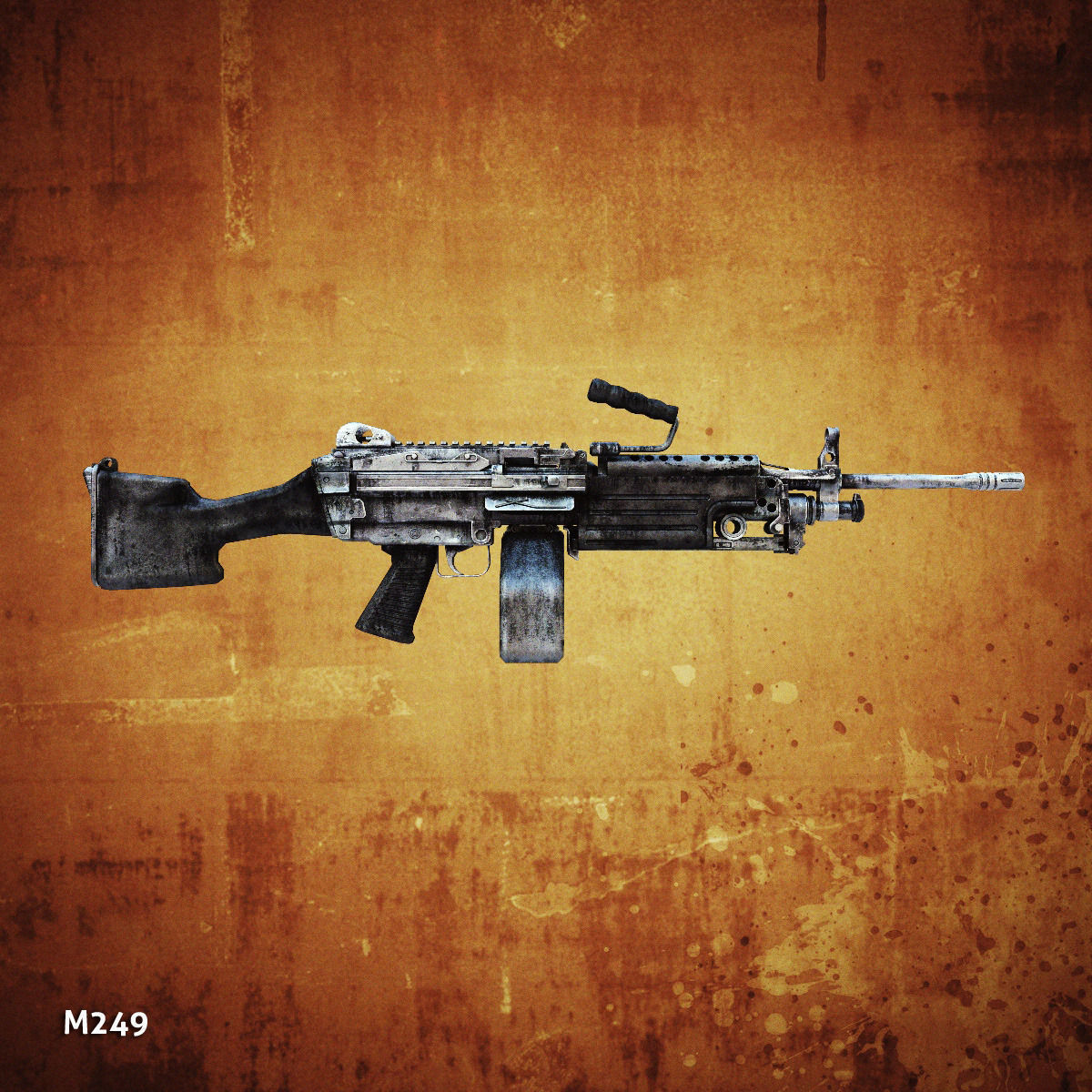 Low poly light machine guns collection Low-poly 3D model_12