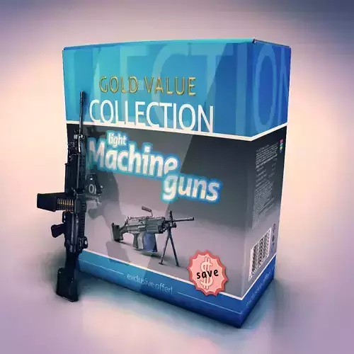 Low poly light machine guns collection Low-poly 3D model