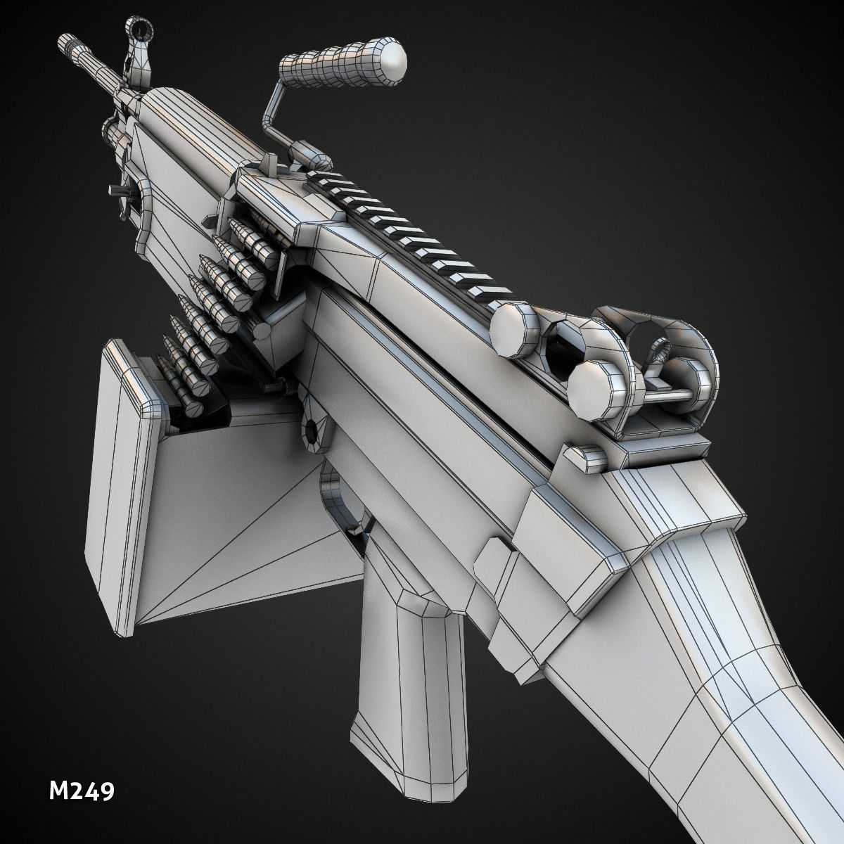 Low poly light machine guns collection Low-poly 3D model_8