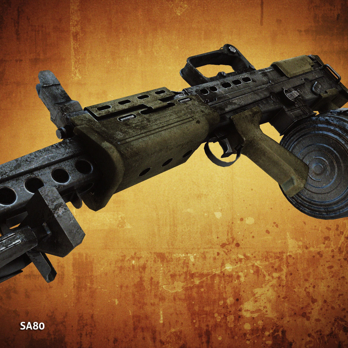 Low poly light machine guns collection Low-poly 3D model_28