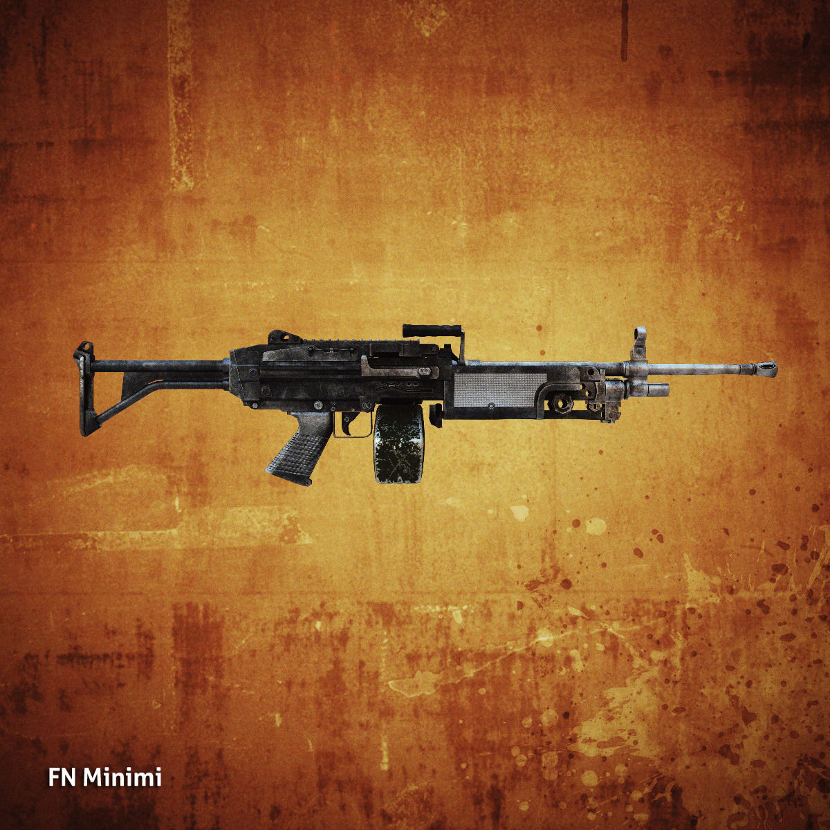 Low poly light machine guns collection Low-poly 3D model_6