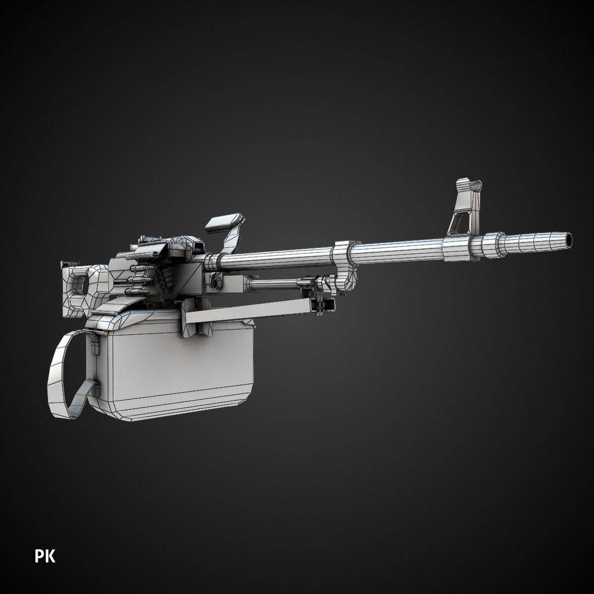 Low poly light machine guns collection Low-poly 3D model_19
