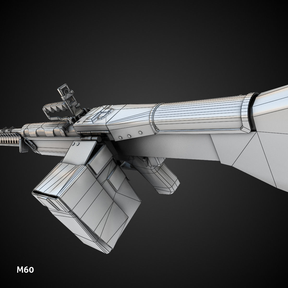 Low poly light machine guns collection Low-poly 3D model_7