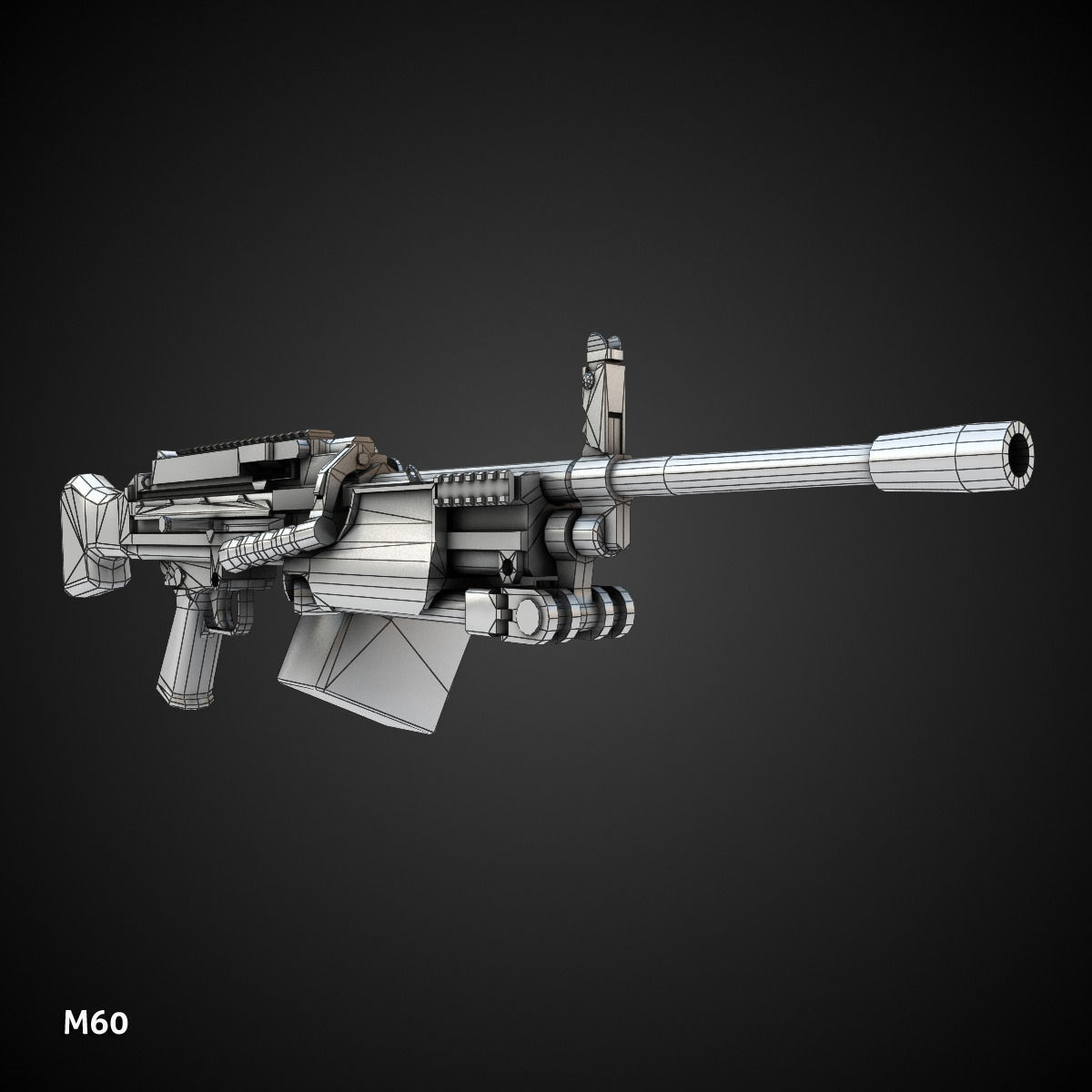 Low poly light machine guns collection Low-poly 3D model_16