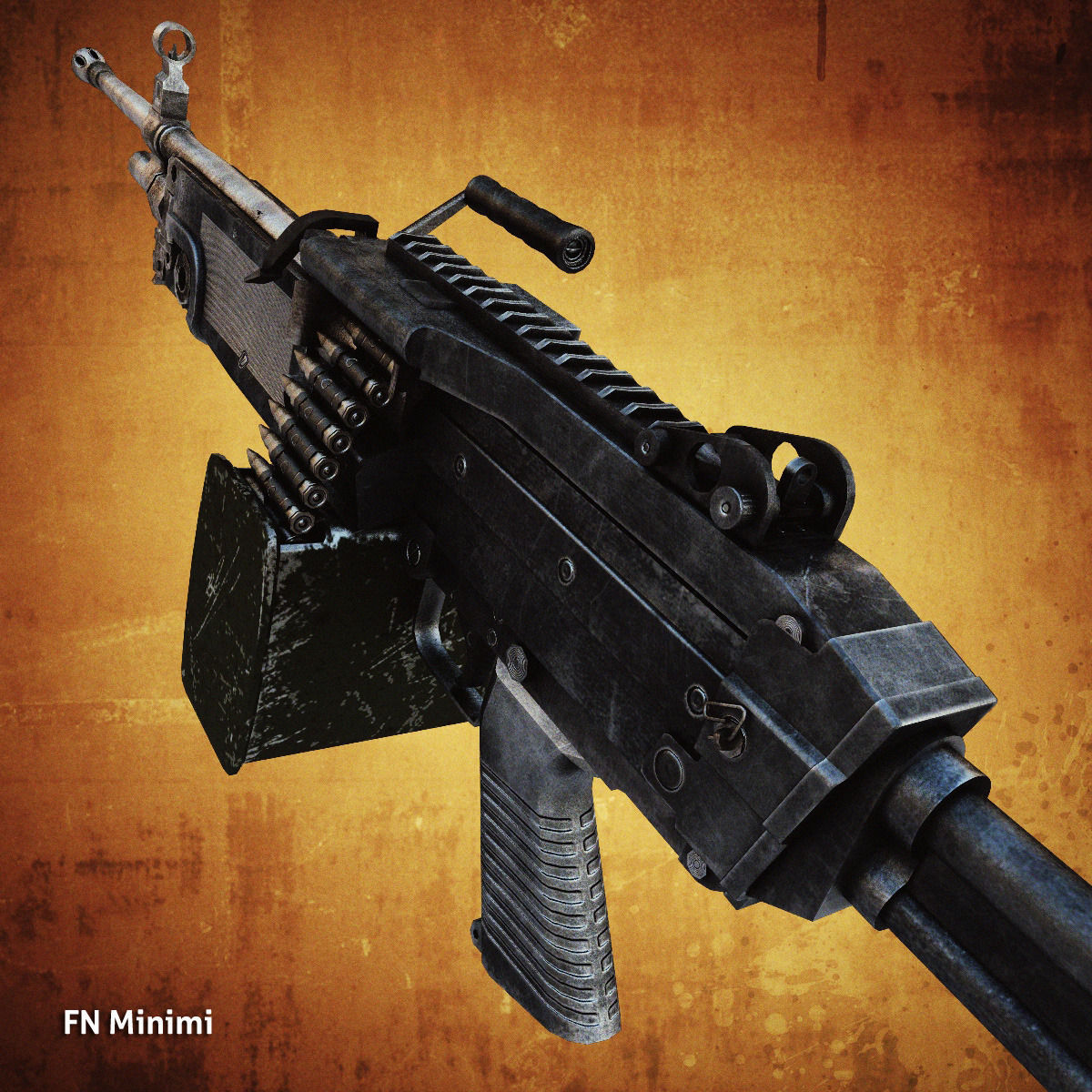 Low poly light machine guns collection Low-poly 3D model_3