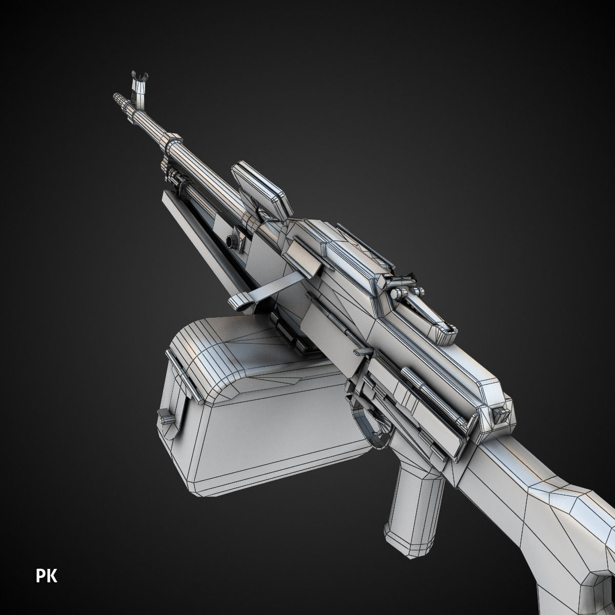 Low poly light machine guns collection Low-poly 3D model_20