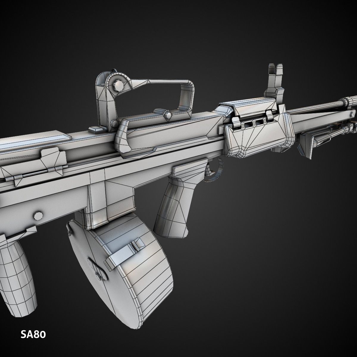 Low poly light machine guns collection Low-poly 3D model_27