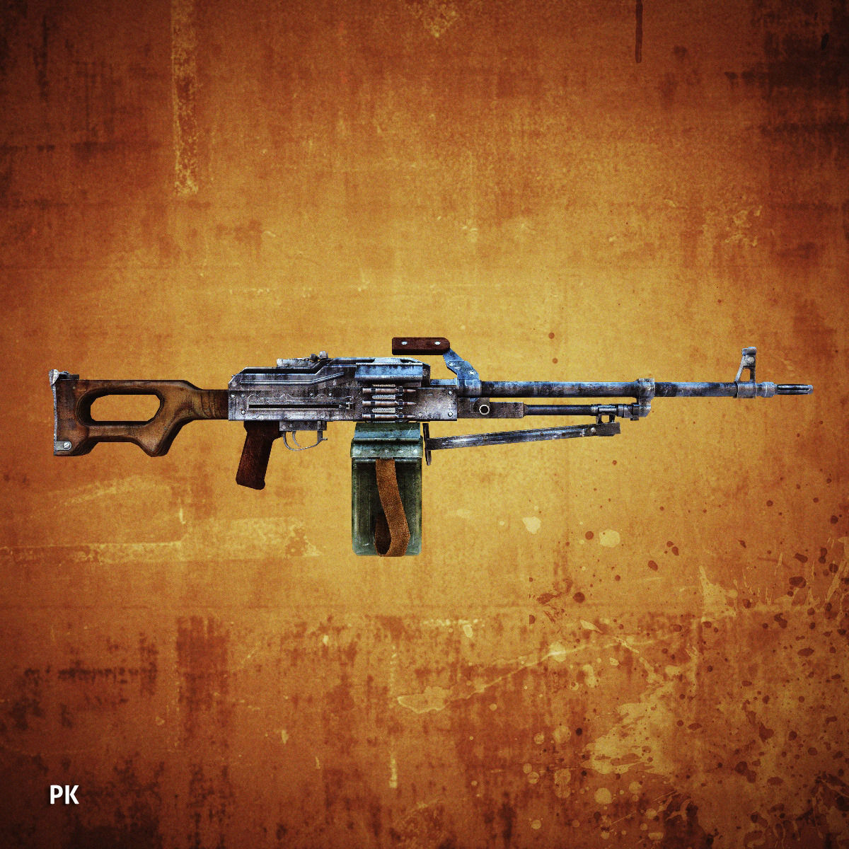 Low poly light machine guns collection Low-poly 3D model_23