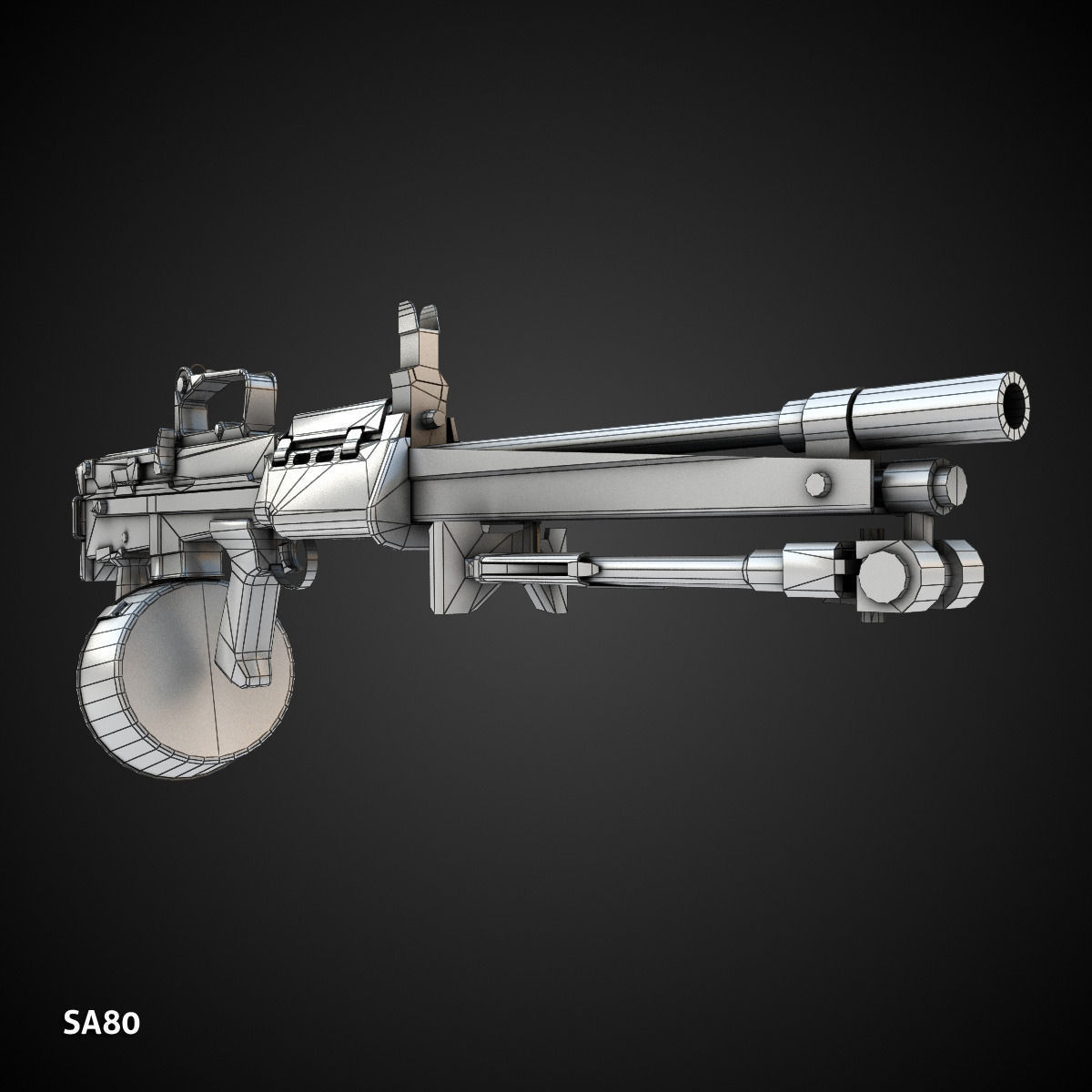 Low poly light machine guns collection Low-poly 3D model_26