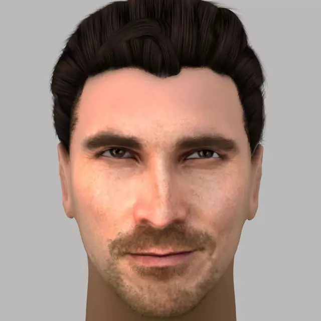 Christian Bale hair 3D model_0