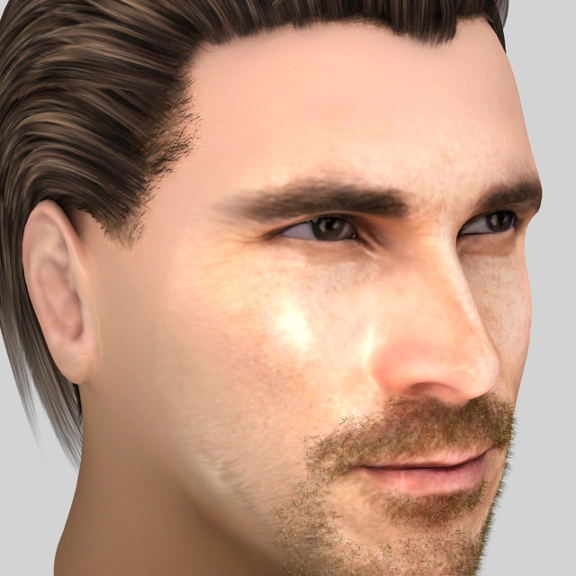 Christian Bale hair 3D model_4