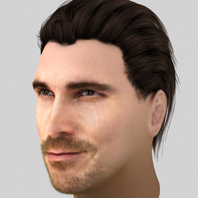 Christian Bale hair 3D model_1