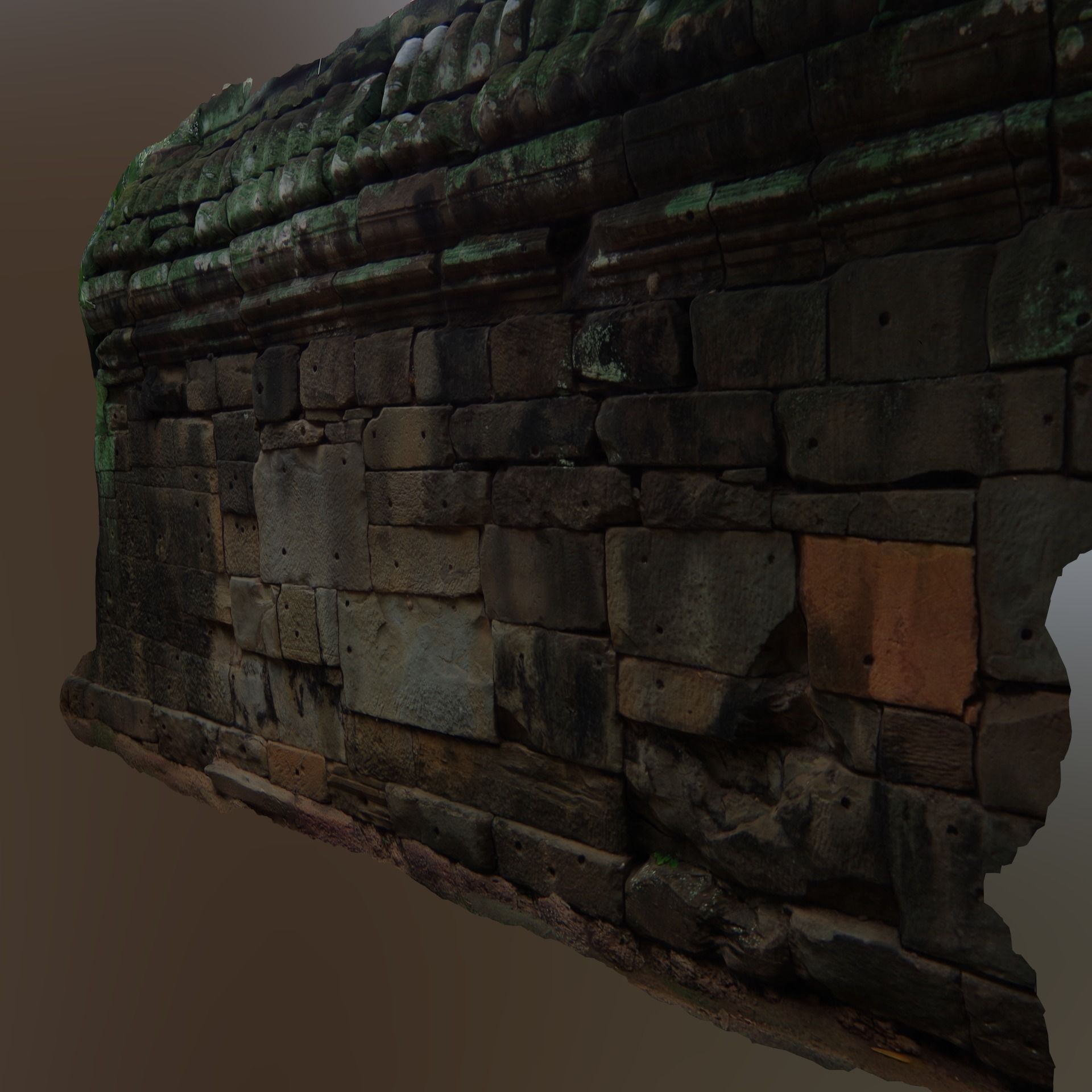 Ancient Stone Wall 3D model_2