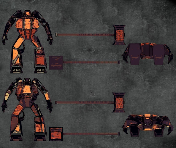 Warbot sci fi sledgehammer robot 3D Model Game ready animated rigged