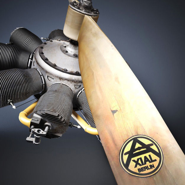 Airplane radial engine and propeller 3D model_5