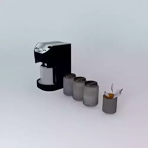 Coffee maker with jars and spoons