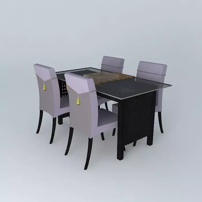 Dining set table and chairs Free 3D model