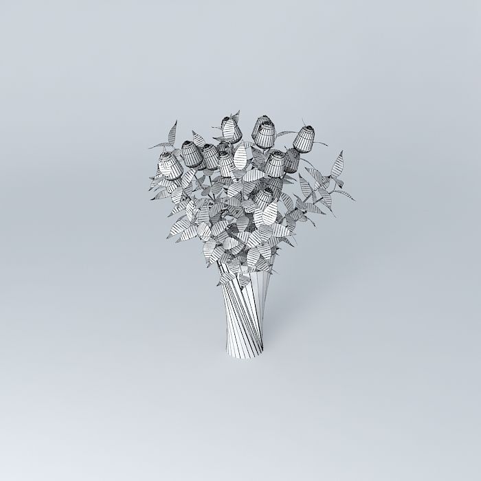 roses with vase Free 3D model_4
