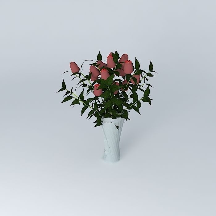 roses with vase Free 3D model_1
