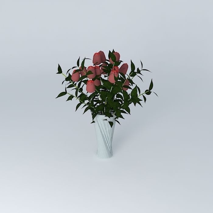 roses with vase Free 3D model_2