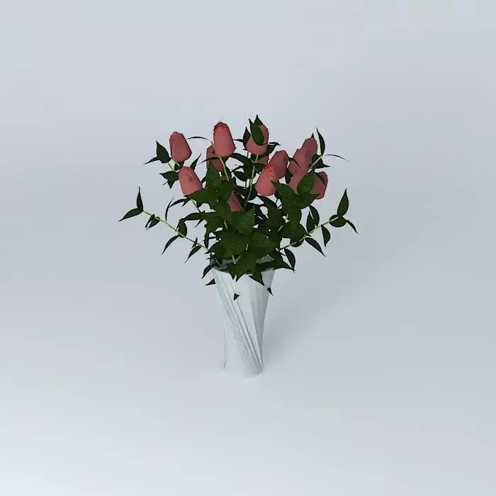 roses with vase Free 3D model_0
