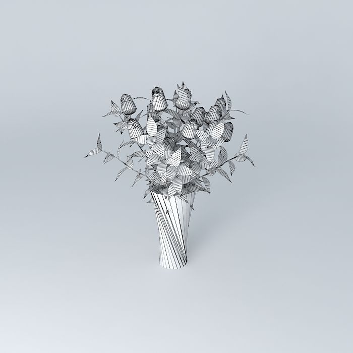 roses with vase Free 3D model_3