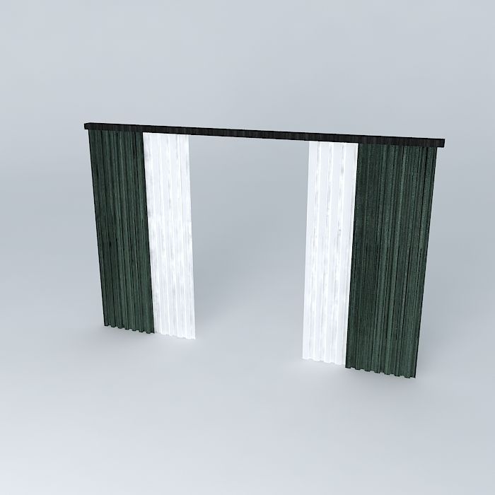 double curtain Free 3D model_1
