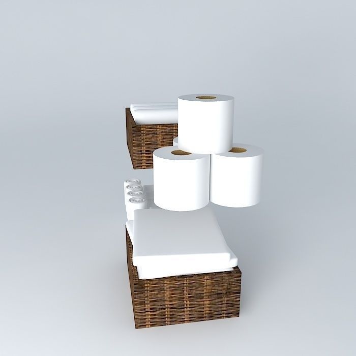 Towels and napkins with baskets Free 3D model_2