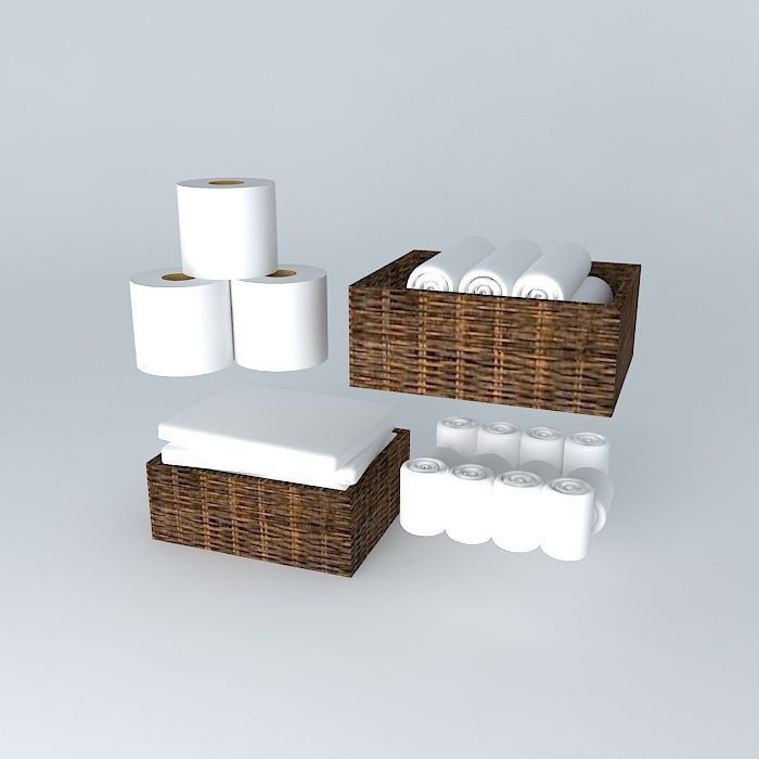 Towels and napkins with baskets Free 3D model_1