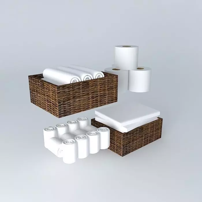Towels and napkins with baskets Free 3D model_0