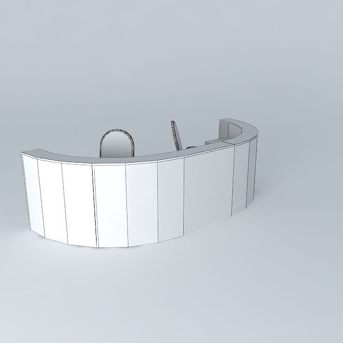 Curved counter 180 Elongated for 2 seats Free 3D model_3