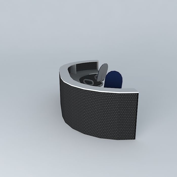 Curved counter 180 Elongated for 2 seats Free 3D model_2