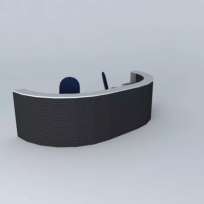 Curved counter 180 Elongated for 2 seats Free 3D model_0