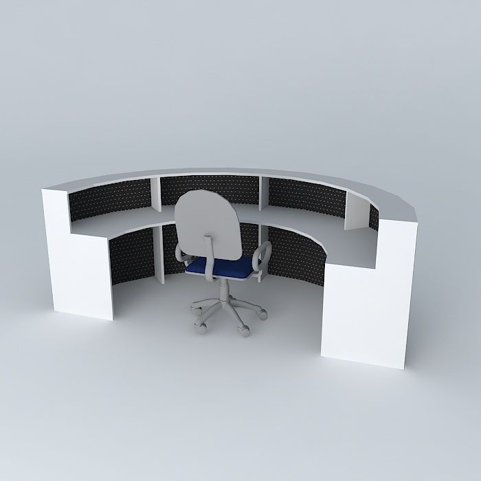 Curved counter 180 Free 3D model_1