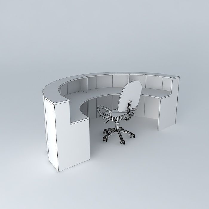 Curved counter 180 Free 3D model_4