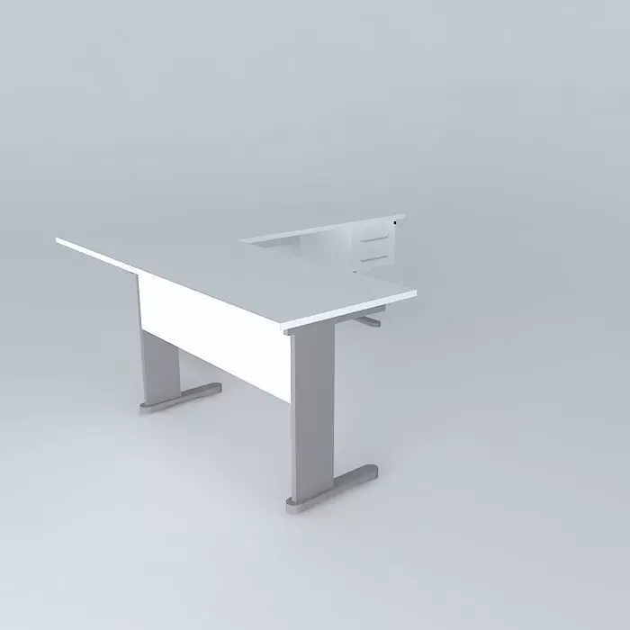 2 Office Desks with rail 90 Connection and Drawer Fixed Free 3D model