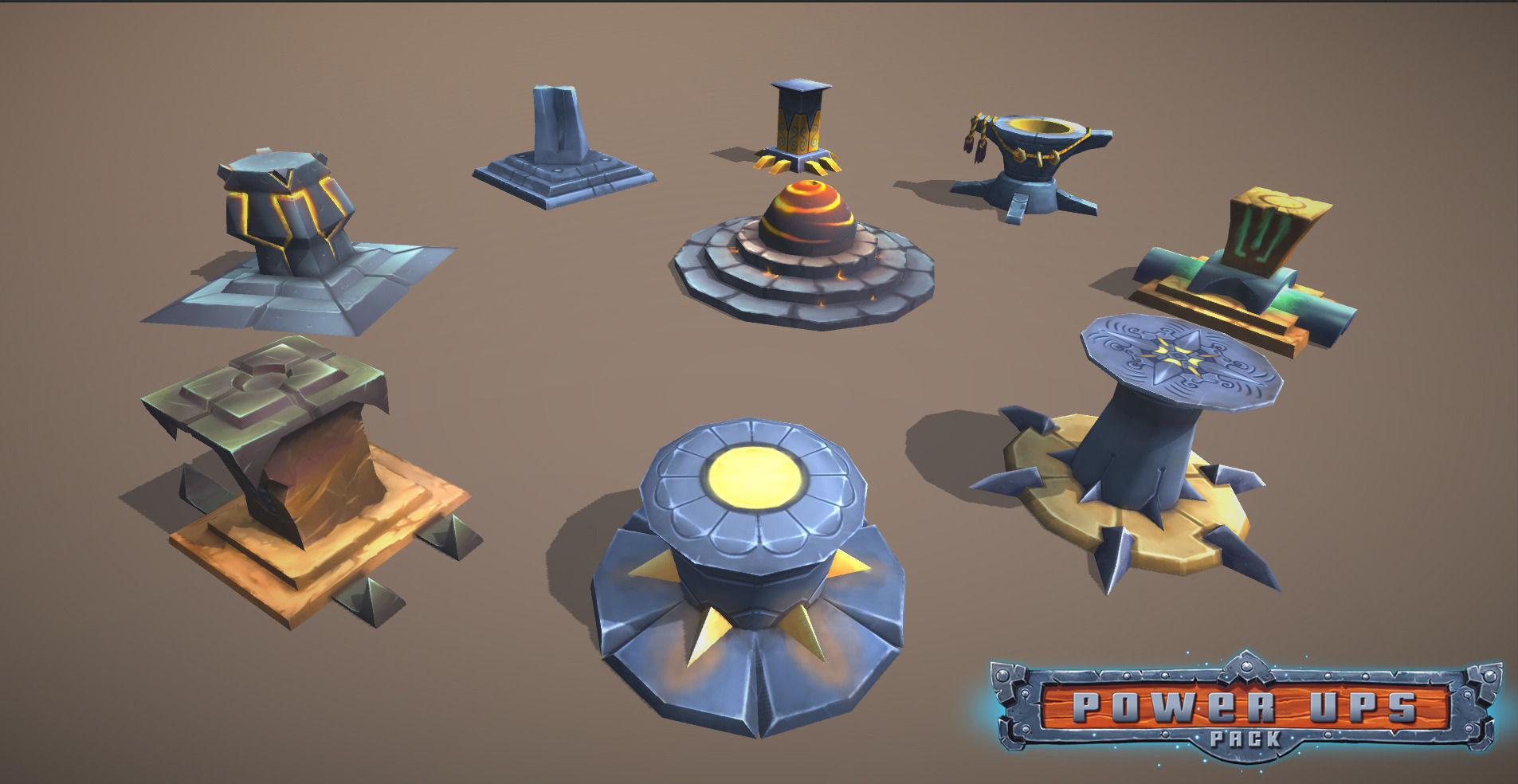 Power-Ups Pack Low Poly Low-poly 3D model_6