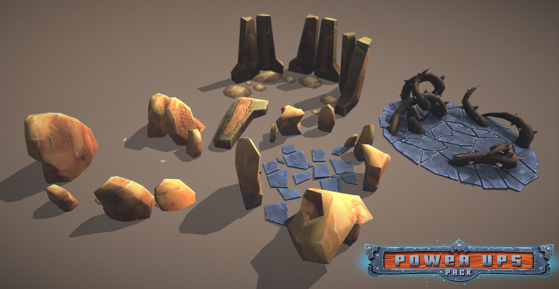 Power-Ups Pack Low Poly Low-poly 3D model_7