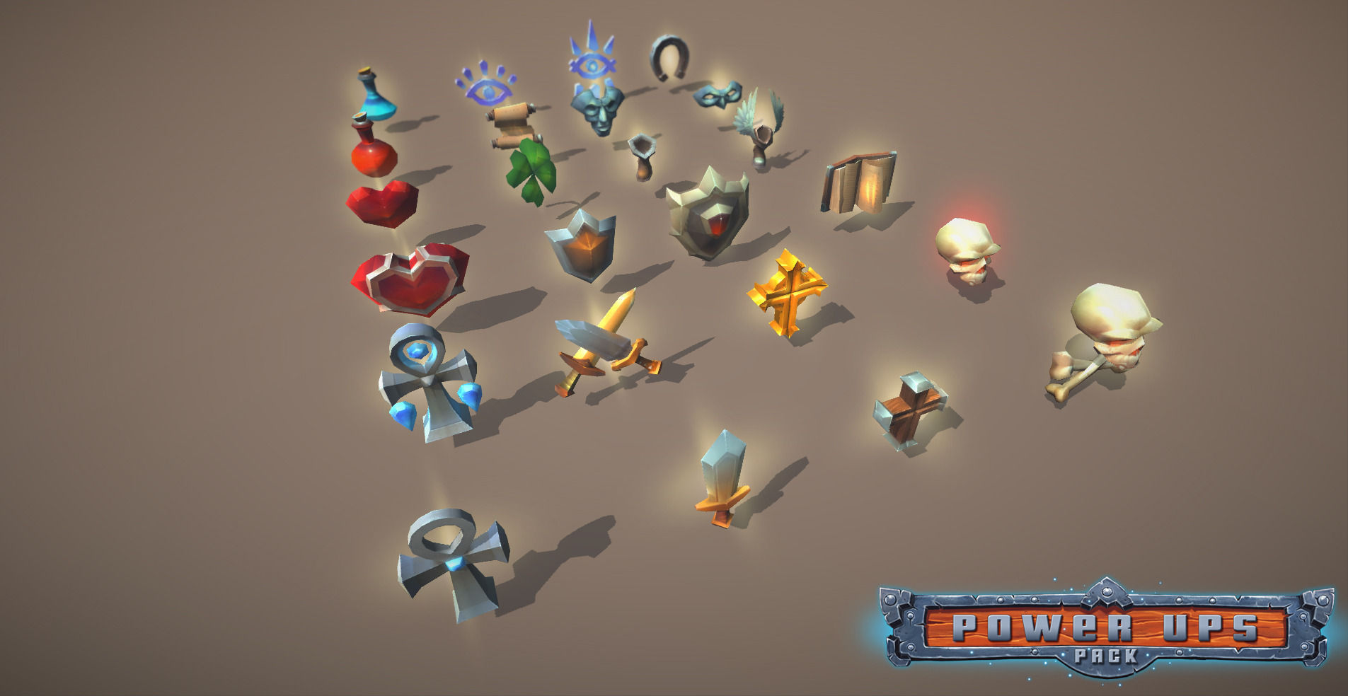 Power-Ups Pack Low Poly Low-poly 3D model_8