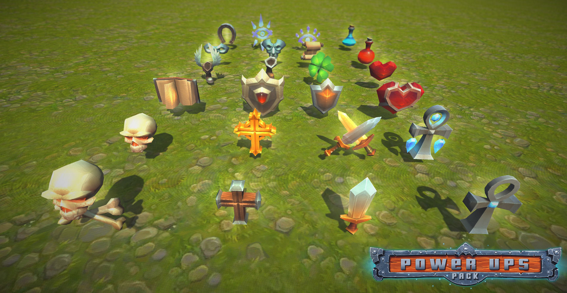 Power-Ups Pack Low Poly Low-poly 3D model_5