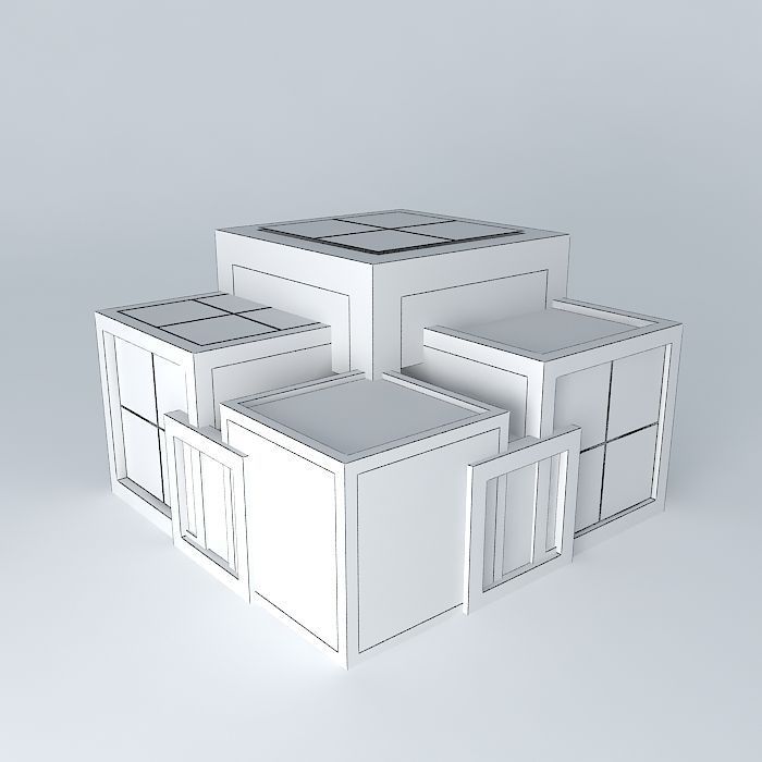 pavilion three colored cubes 3D model_4