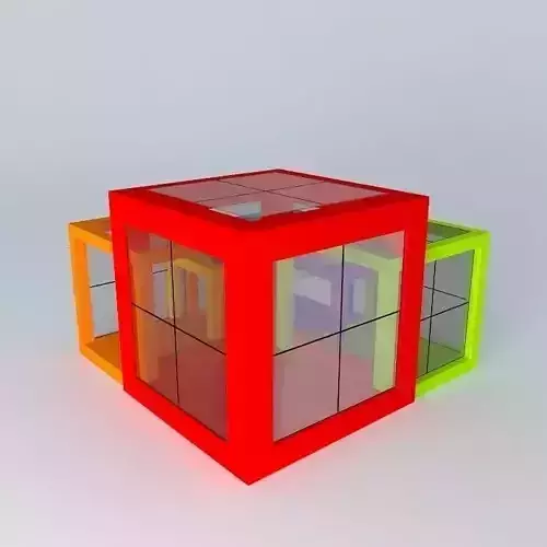 pavilion three colored cubes 3D model